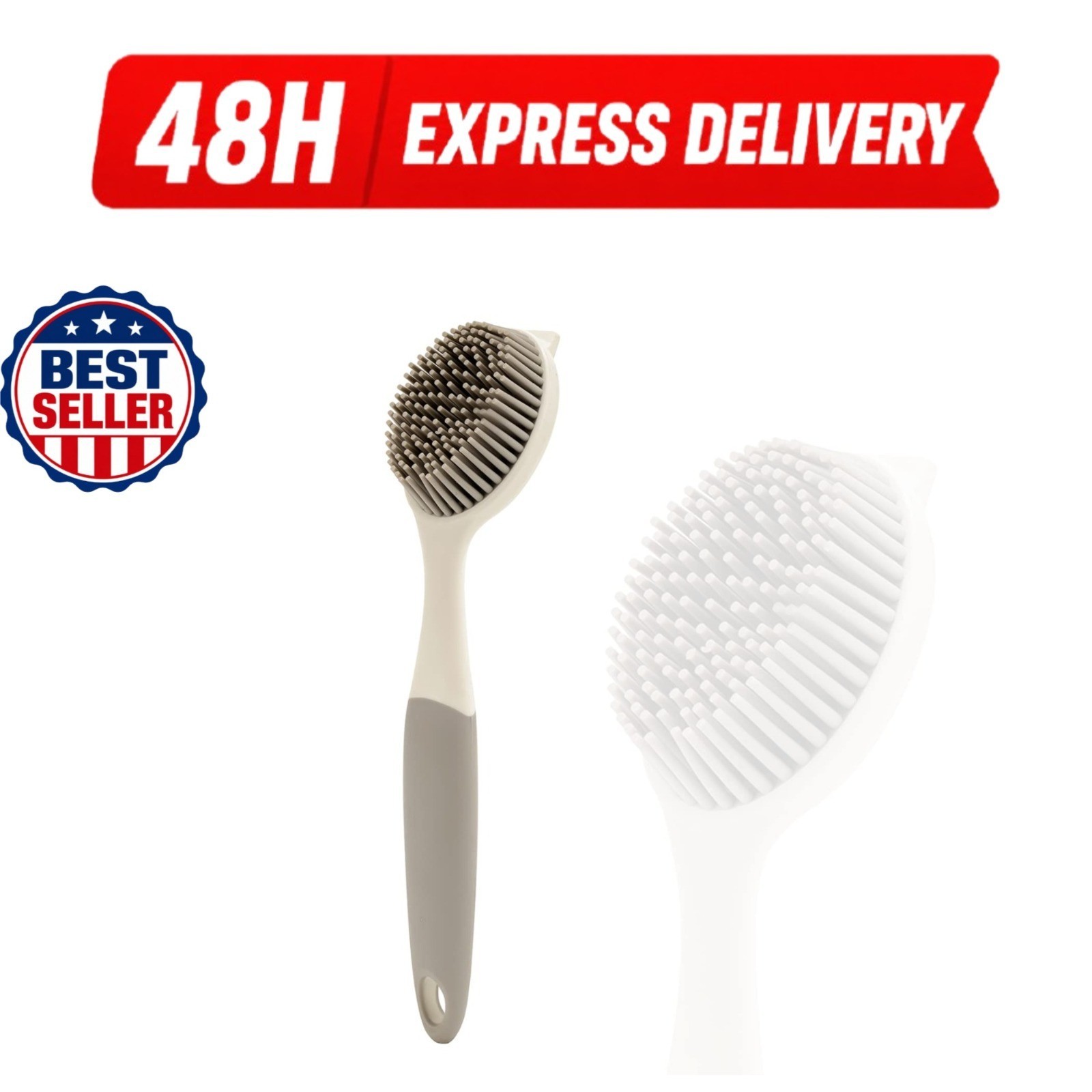 AMORBASE Silicone Dish Scrubber Brush with Scraper Tip for Kitchen Cleaning