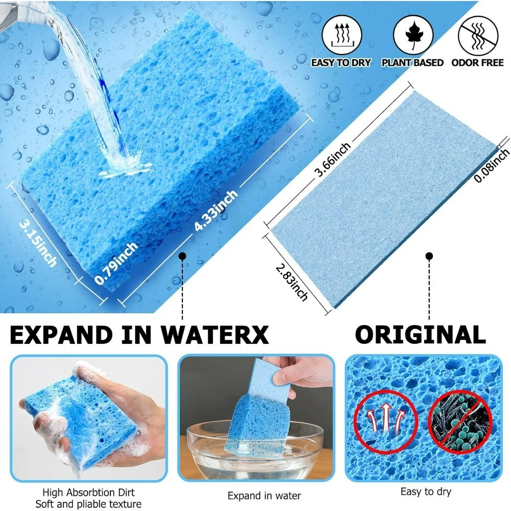 Compressed Cellulose Sponges 12 Pack Biodegradable Compostable Multipurpose