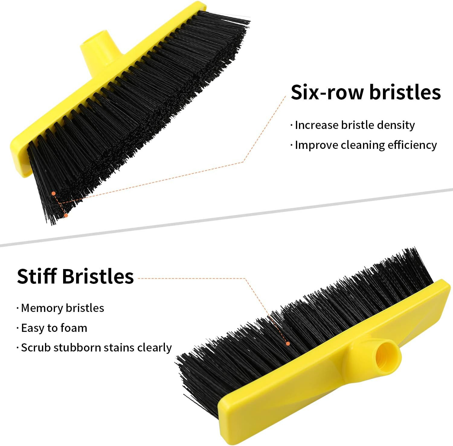 Push Broom Outdoor Indoor Broom 12″ Wide,50″ Long Handle with Stiff Bristles for