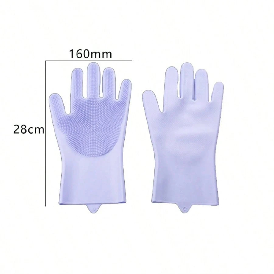 1Pair Dishwashing Gloves Waterproof Silicone Cleaning Scrubber Kitchen Tools USA
