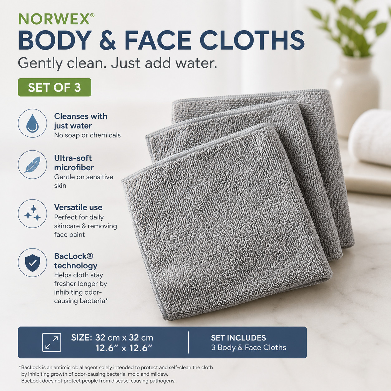 NEW Norwex Body and Face Pack Set of 3 – Graphite 309045