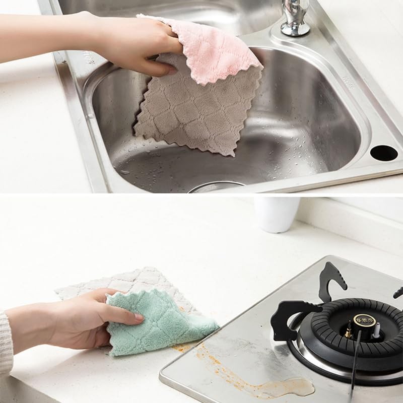 20 Pack Cleaning Cloth Kitchen Cloth, Dish Towels Super Absorbent Coral Velve…
