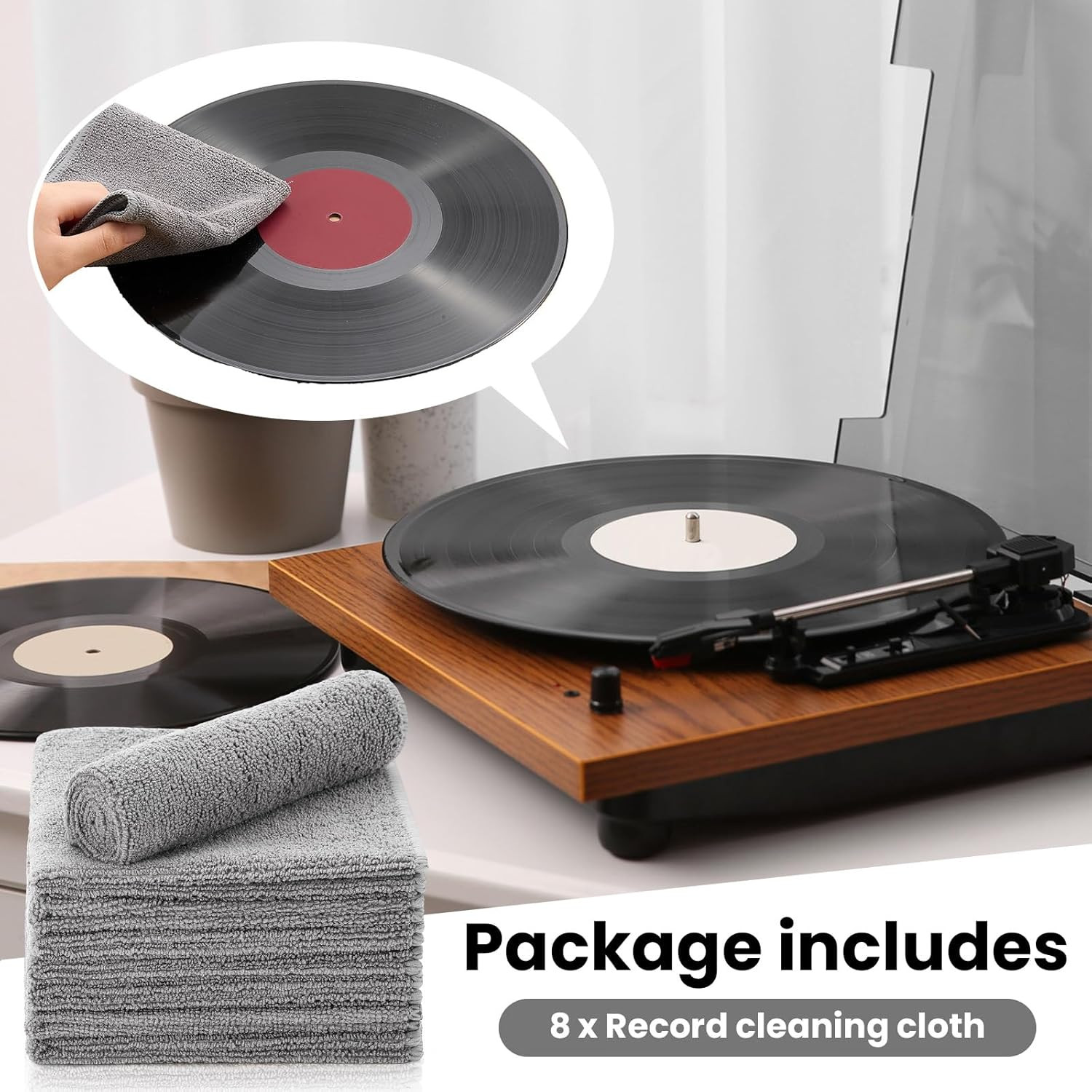 8 Pack Microfiber Record Cleaning Cloth, 12″ X 12″ Reuseable anti Static Towels