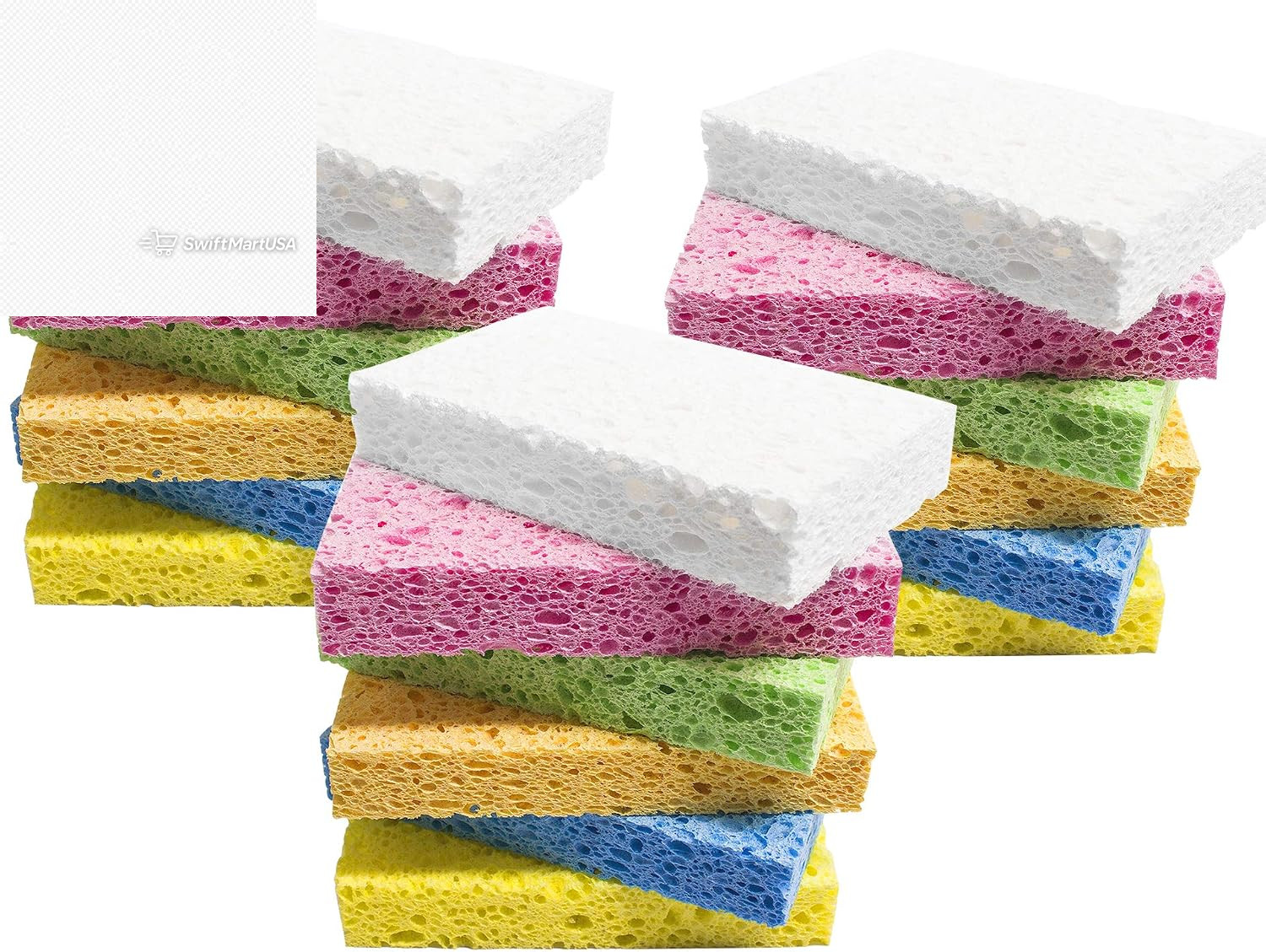 Cellulose Sponges,Heavy Duty Scrub Kitchen Sponge No Scratching,Pop up Eco DIY (
