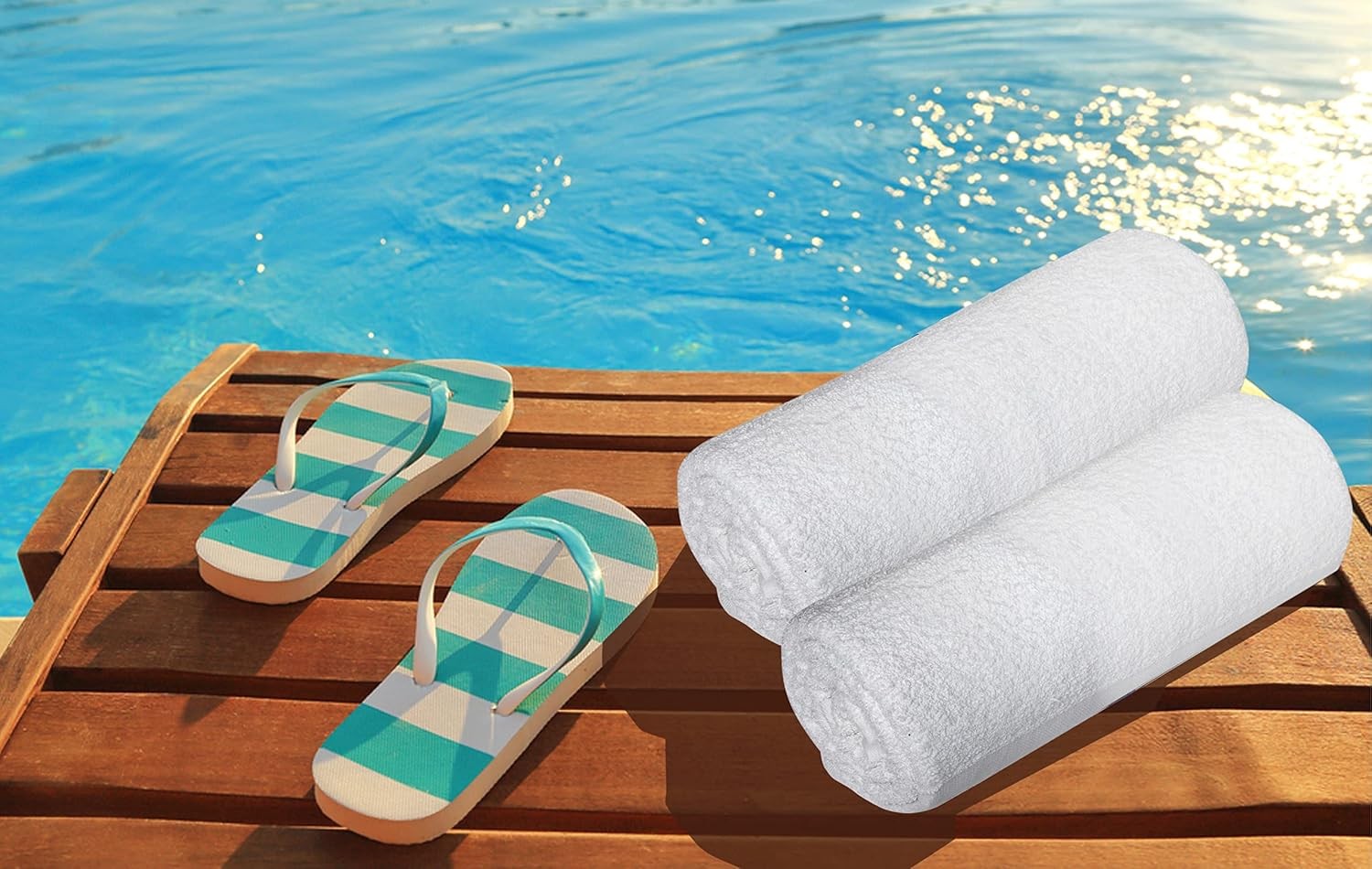 100% Cotton Pool Towels White Beach Towels Pack of 12 (22×44 Inches) – Quick