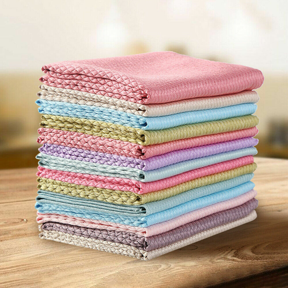5PCS Kitchen Microfibre Nano Dish Washing Window Glass Cleaning Cloths Scale