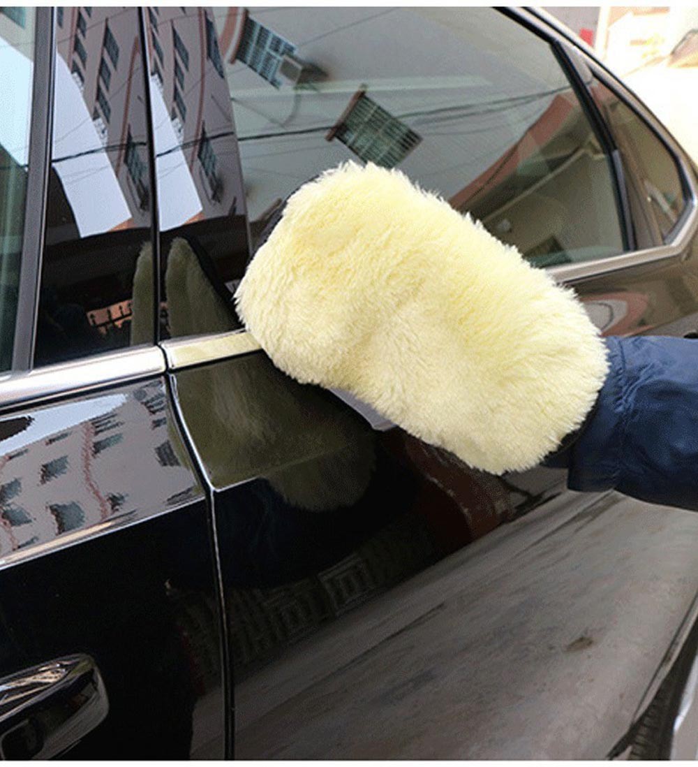 Premium Wool Car Wash Mitt Soft Scratch-Free Detailing Glove for Auto Cleaning