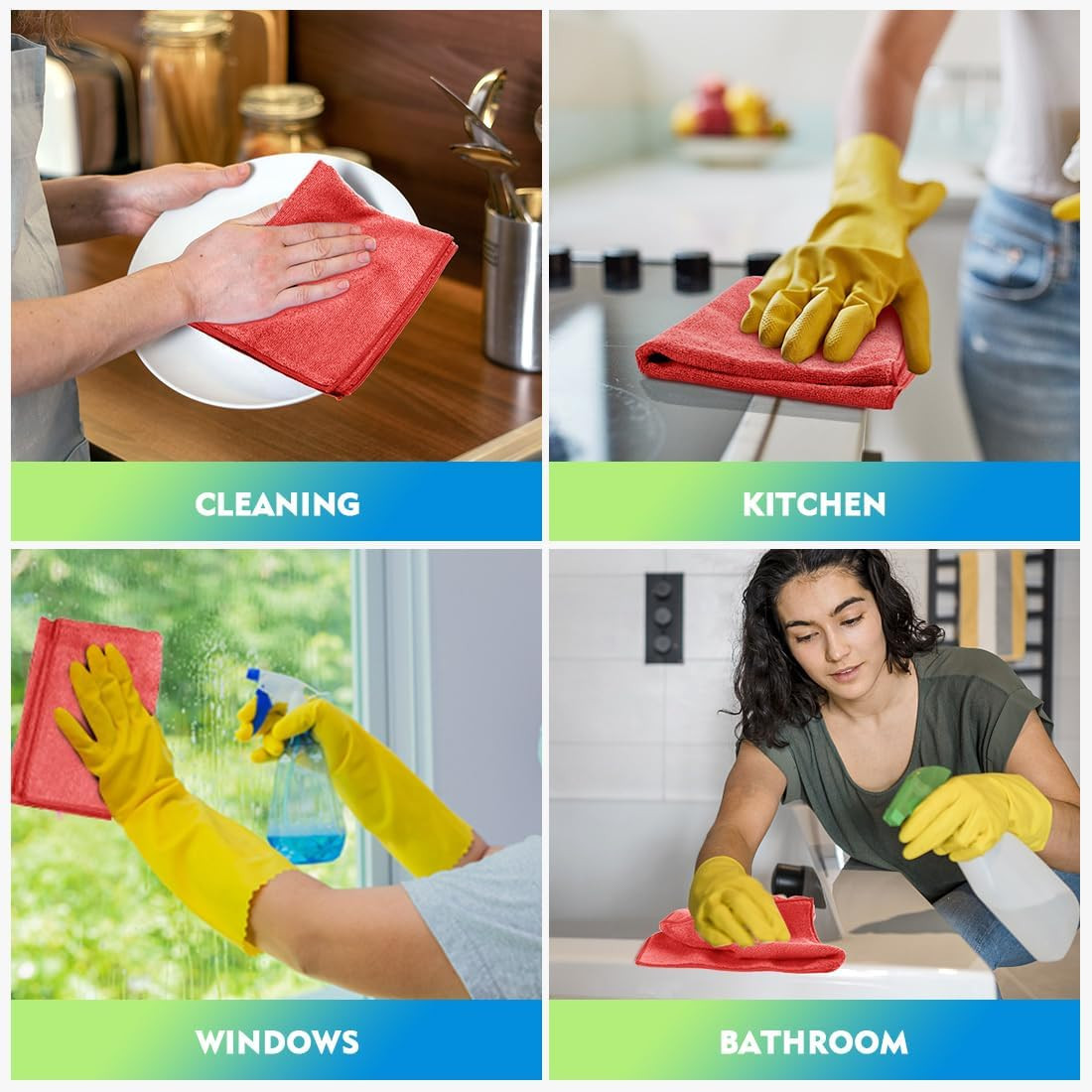 Red Microfiber Cleaning Cloth 12 Pack, 12.5 X 12.5 Inch Microfiber Towels for Ca