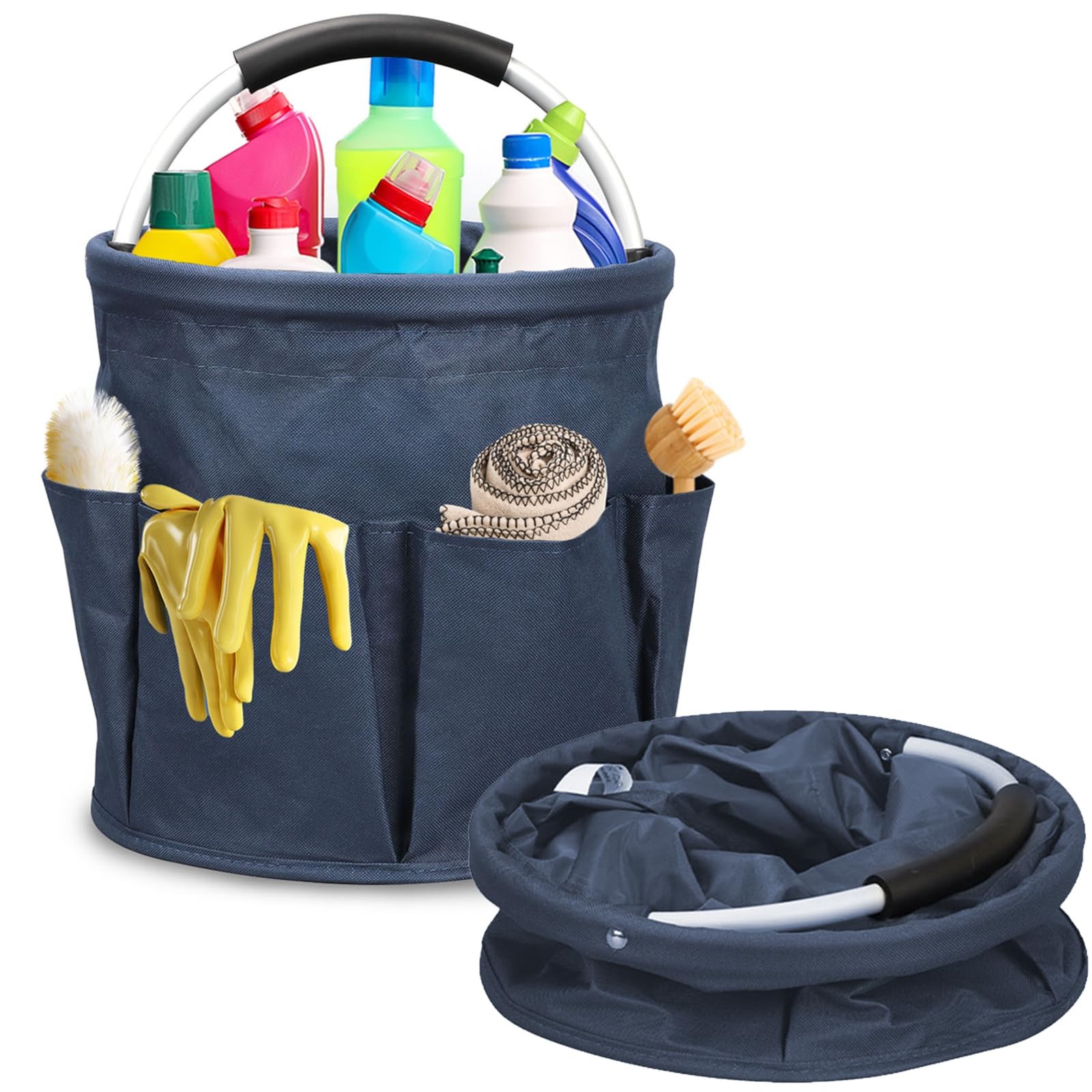 Ashmacdo Cleaning Caddy for Supplies,17L Supply Navy Blue