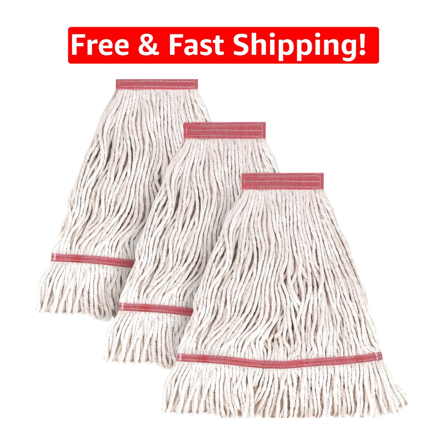 Universal Fit Commercial Cotton Mop Head Refill – 3 Count for Effective Mopping