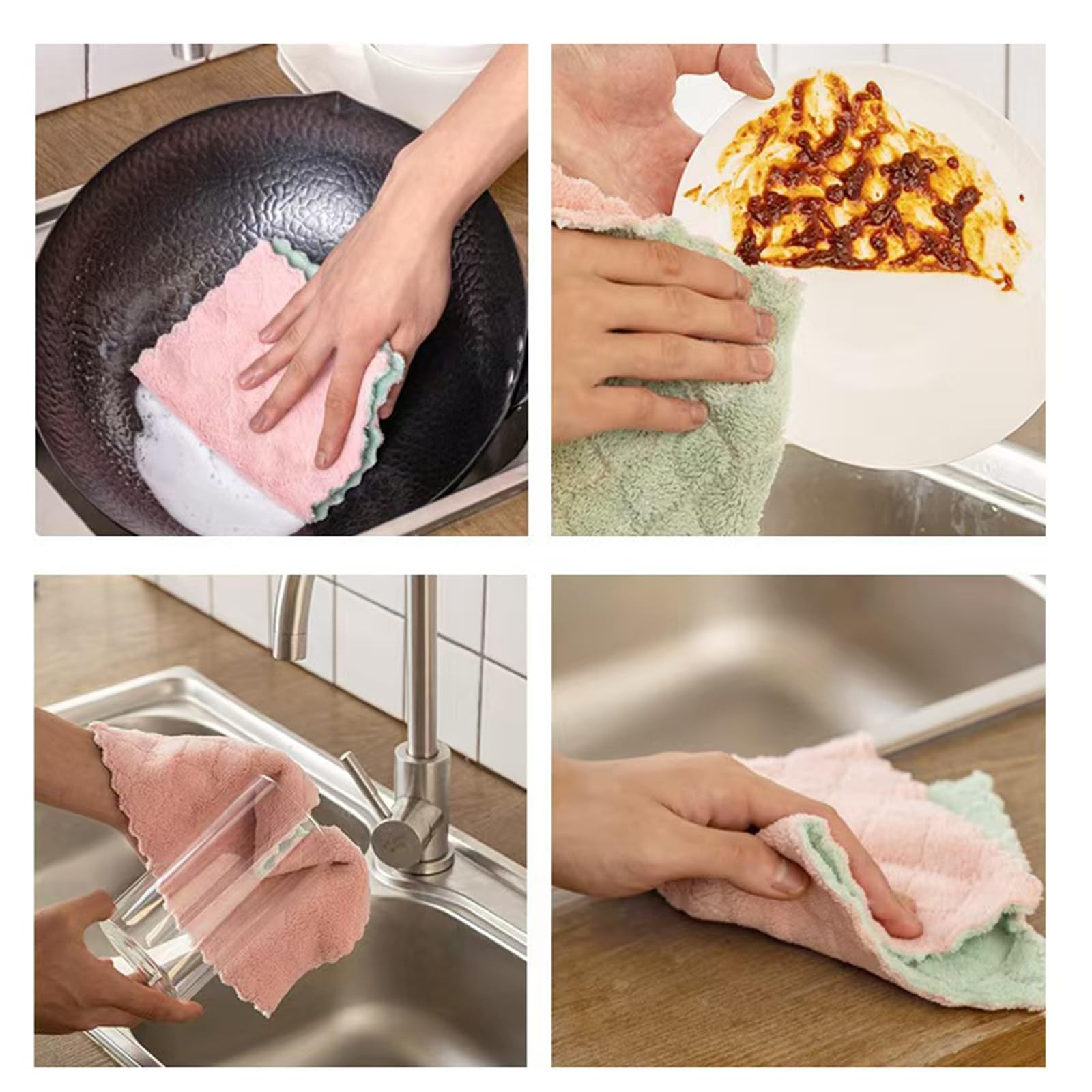 24 Pack Kitchen Dish Cloths Dish Towels, Super Soft and Absorbent Coral Fleece