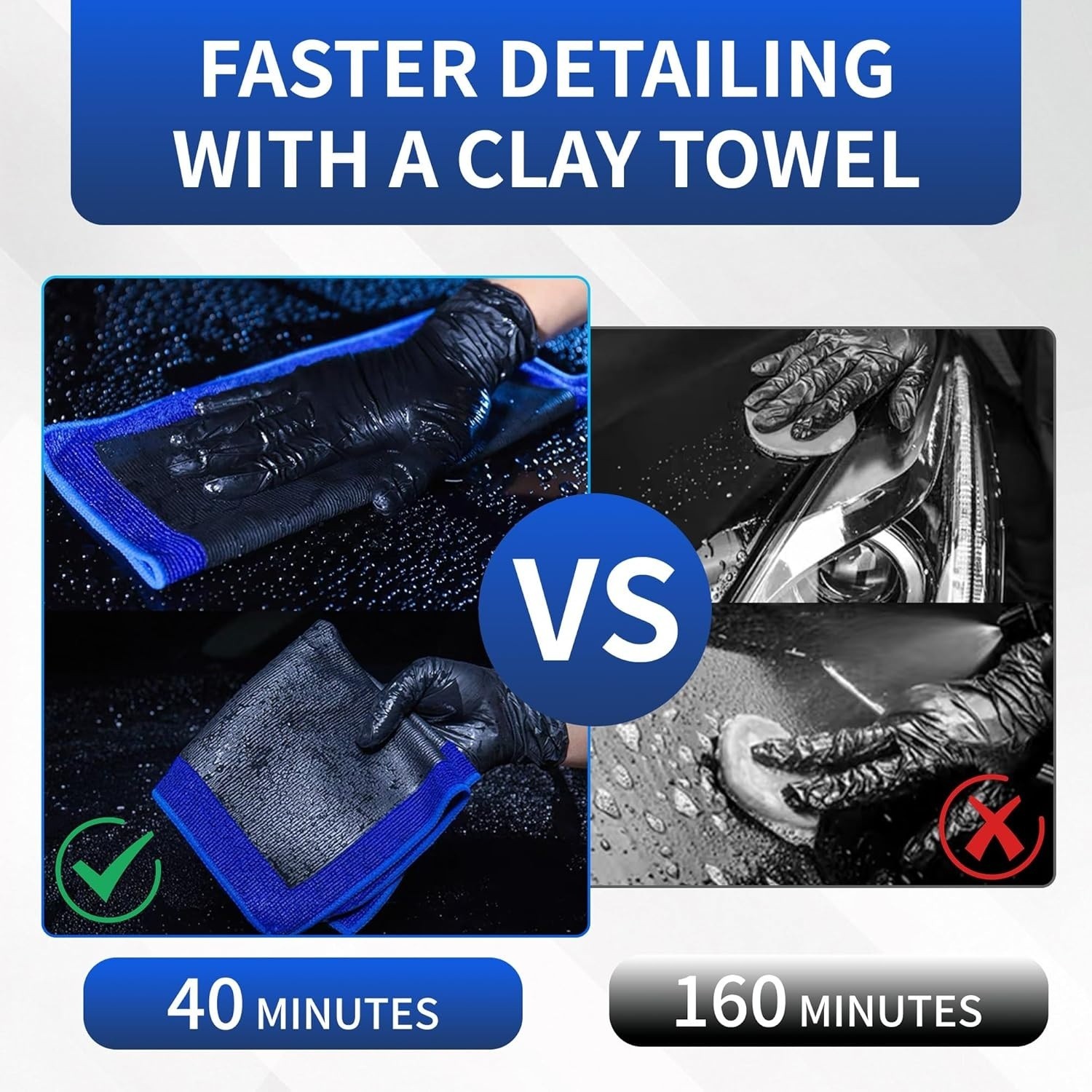 2PCS Clay Bar Towels 12×12 – Car Detailing Cleaning & Polishing Cloths