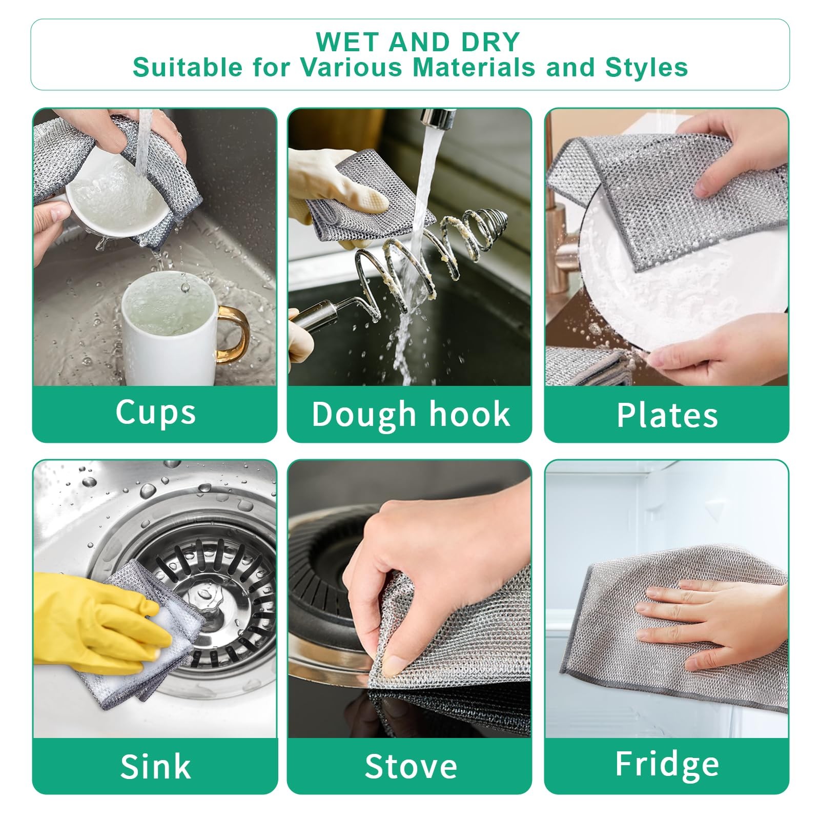 10Pcs Multipurpose Wire Dishwashing Rag, Reusable Non-Scratch Wire Dishcloth