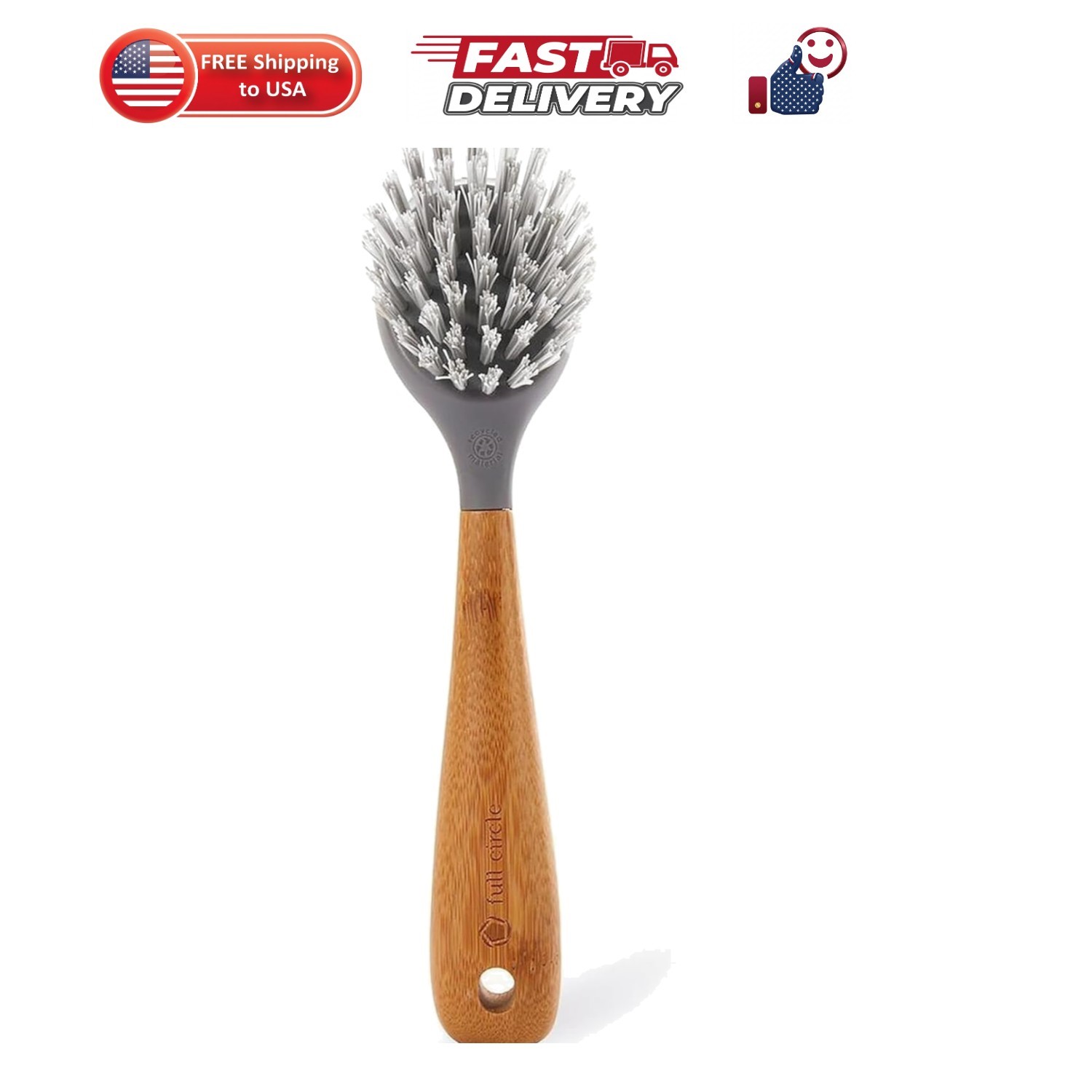 Skillet Strong Cast Iron Bamboo Dish Brush and Scraper – Durable Kitchen Scru…