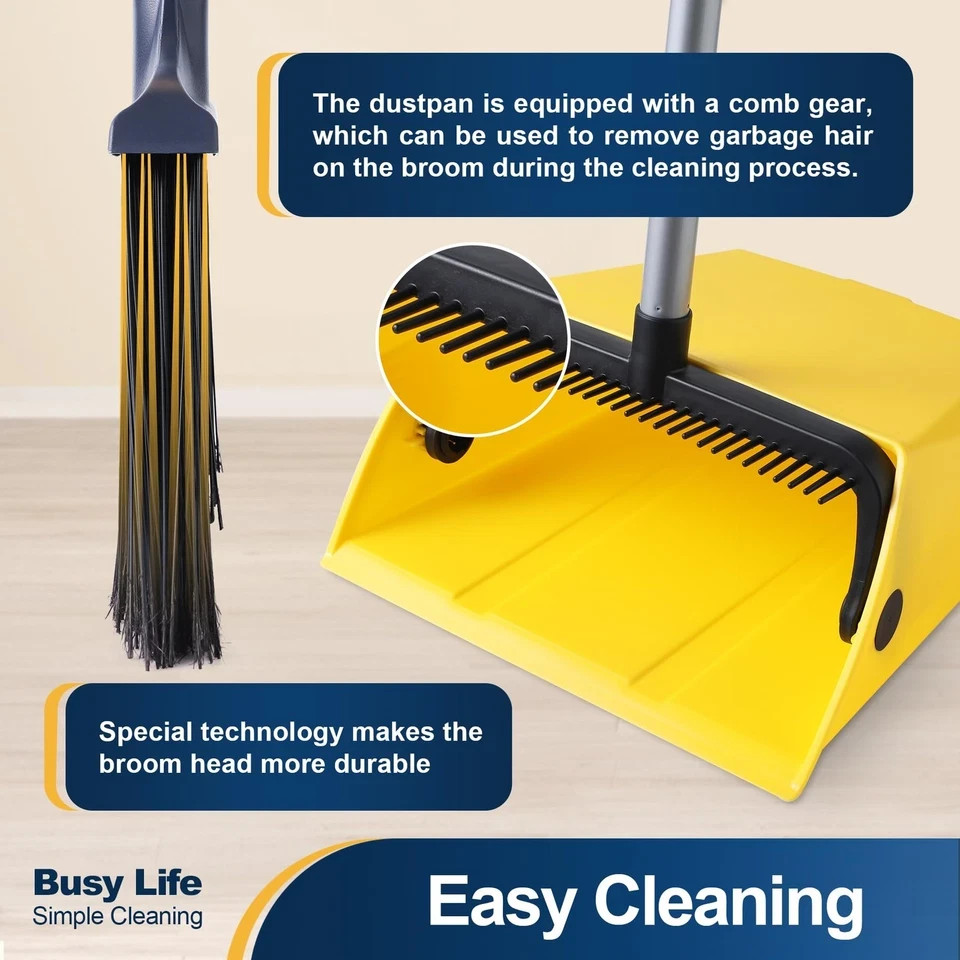 Commercial Broom And Dustpan Set With Comb Commercial Outdoor Indoor For Courtya