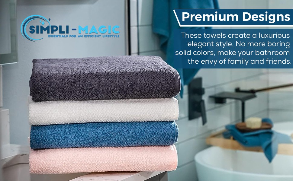 Simpli-Magic 79458 Popcorn Textured Bath Towels Set, 2 Bath Towels, 2 Hand