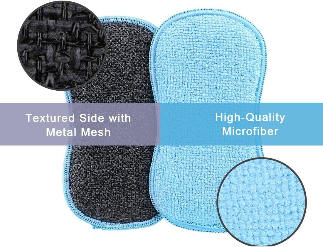 Cleaning Sponge Set Microfiber Scrub Sponge Dual-Sided Kitchen Dish Pans 12 Pack