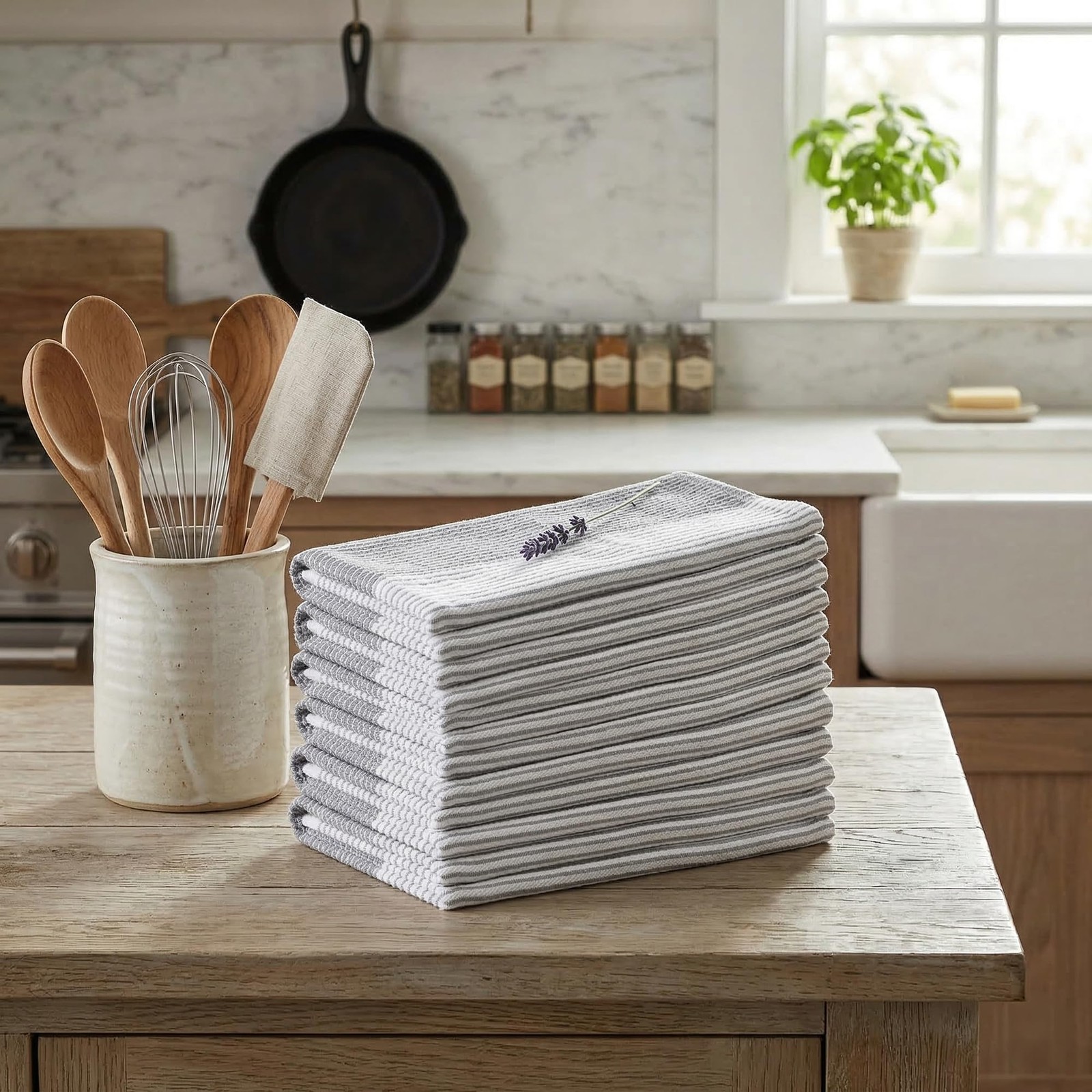 6 Pack Large Kitchen Towels, 16×27 inch Absorbent Dishcloths, 100% Cotton Cle…