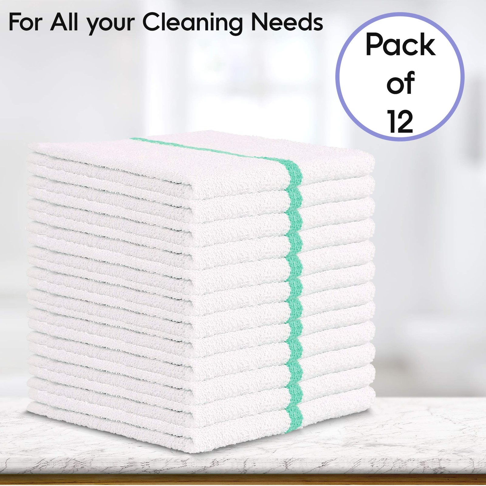 Nabob Wipers Kitchen Bar Mop Terry Towels 12 Pack – 100% Cotton – Size 14×17