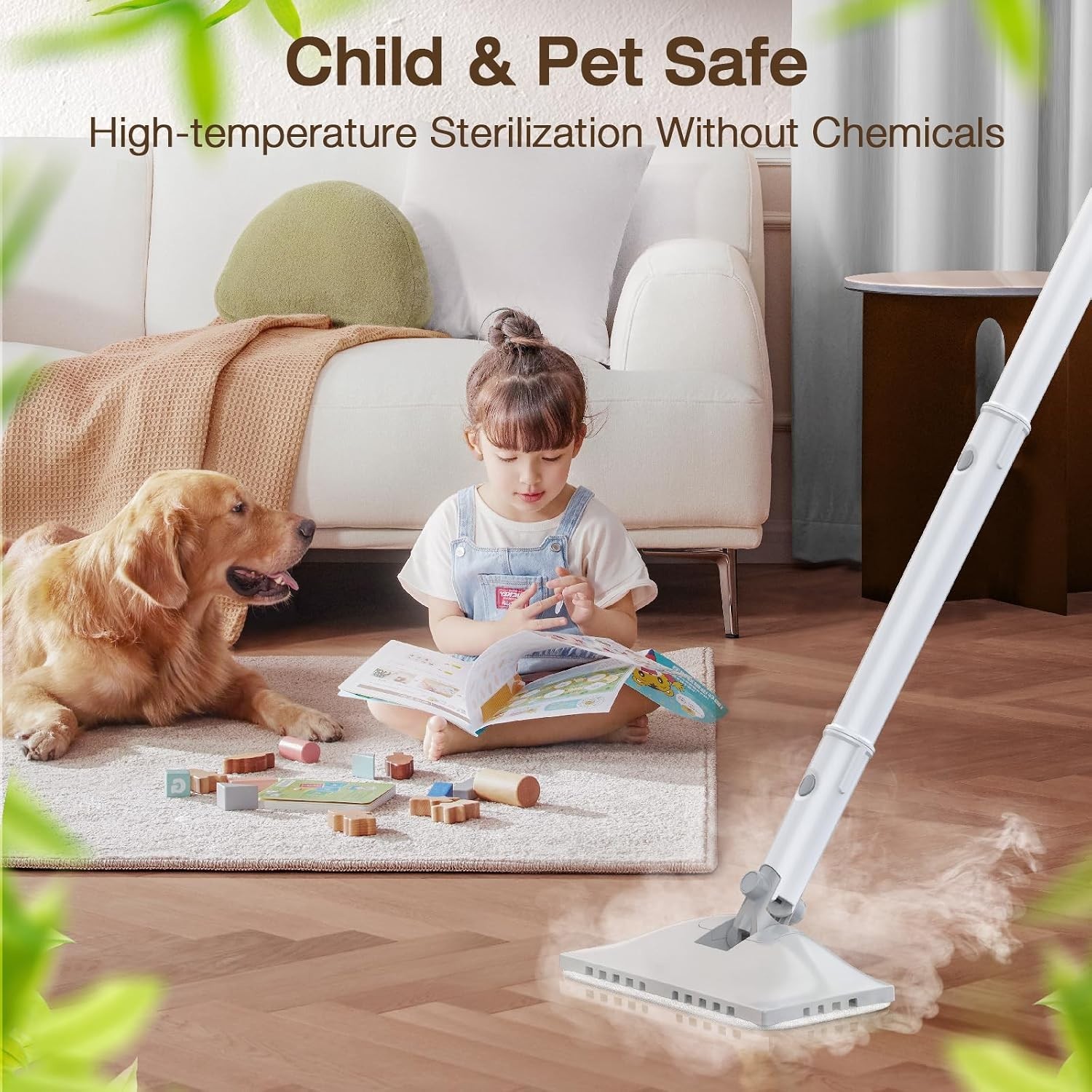 Effortless 10-in-1 Steam Mop with Detachable Handheld Cleaner for All Surfaces