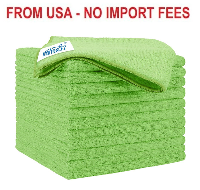 HOMEXCEL Green Microfiber Cleaning Cloth 12 Pack, 12.5 x 12.5 inch Microfiber To