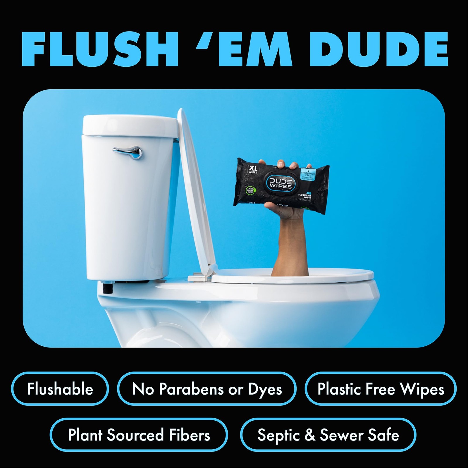 Dude Wipes On-The-Go Flushable Wipes – 1 Pack 30 Count – Unscented Extra-Large