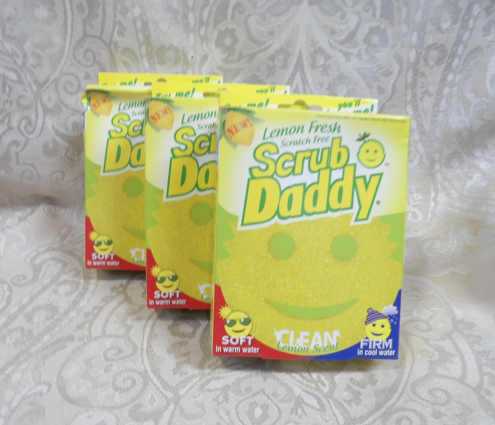 New! Lot 3 Vintage Scrub Daddy Lemon Scent Sponge Made in Germany
