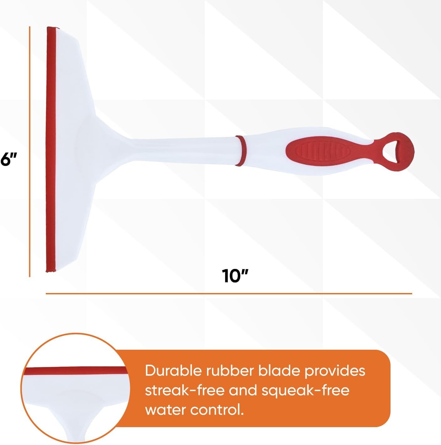 Superio 6″ Window Rubber Squeegee with Hanging Loop, 2 Pack, Red and Gray