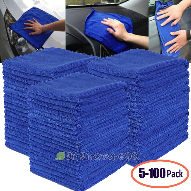 5-100Pack Microfiber Cleaning Cloth No-Scratch Rag Car Polishing Detailing Towel