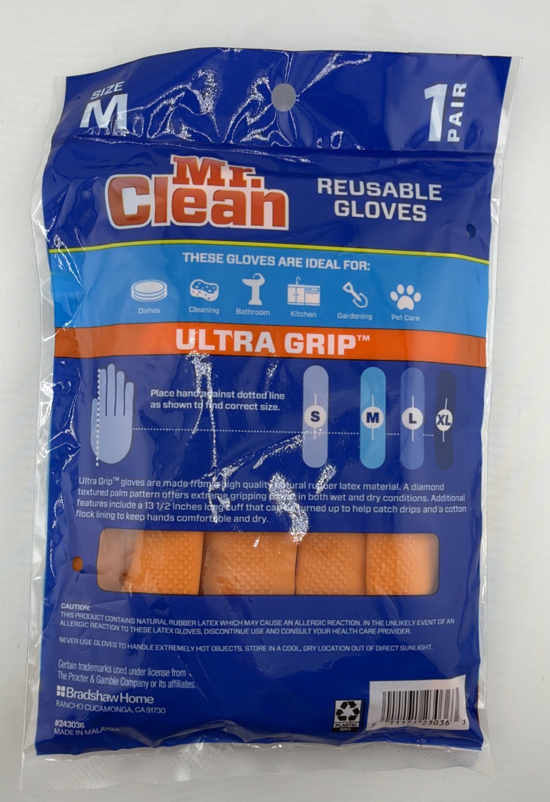 Mr. Clean Bliss Premium All Purpose Cleaning Gloves Medium Latex Free Orange. Ne