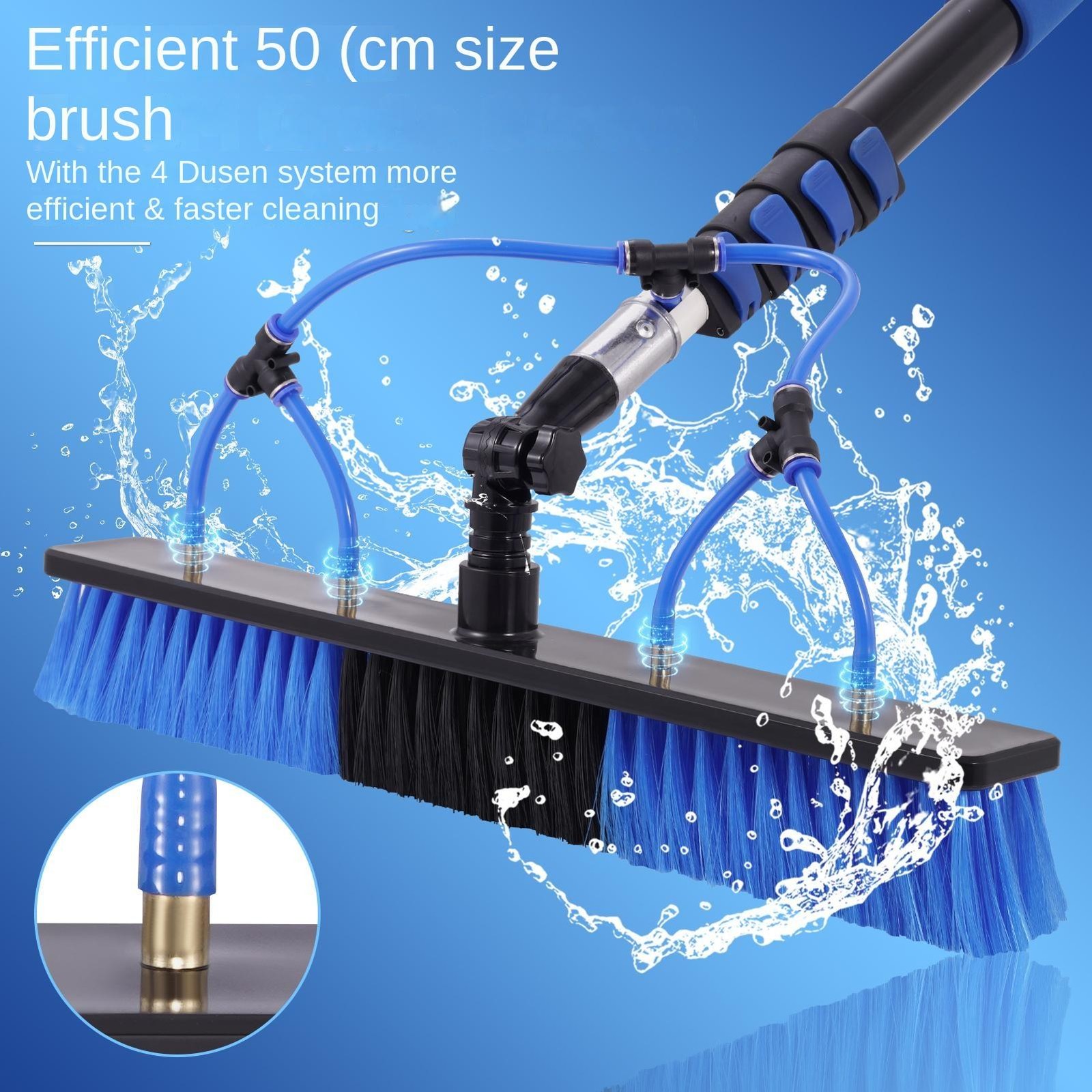 16Ft L Solar Panel Cleaning Pole Kit With 33 Ft Water pipe And Brush System