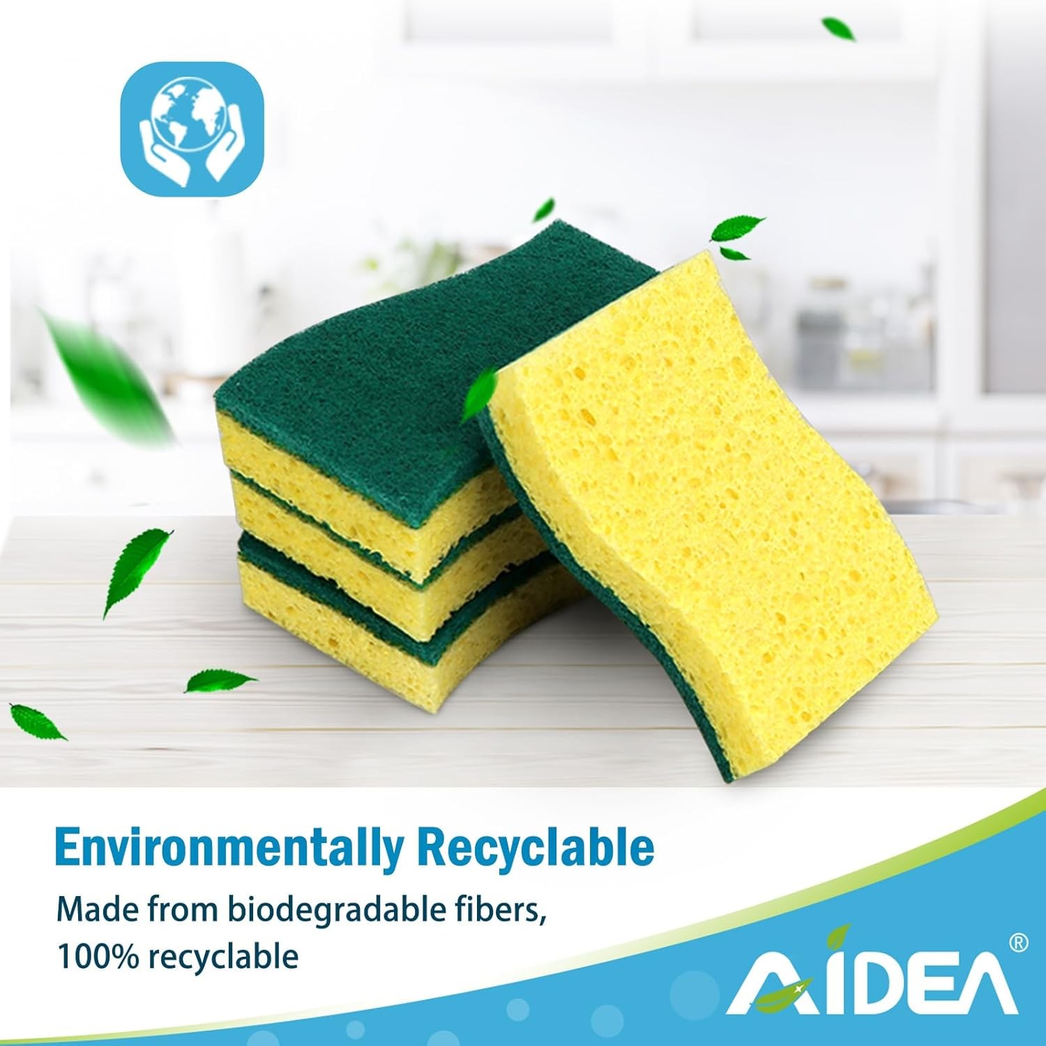 AIDEA Sponges Kitchen, Heavy Duty Scrub Sponge-24Count, Sponges for Dishes, Cell