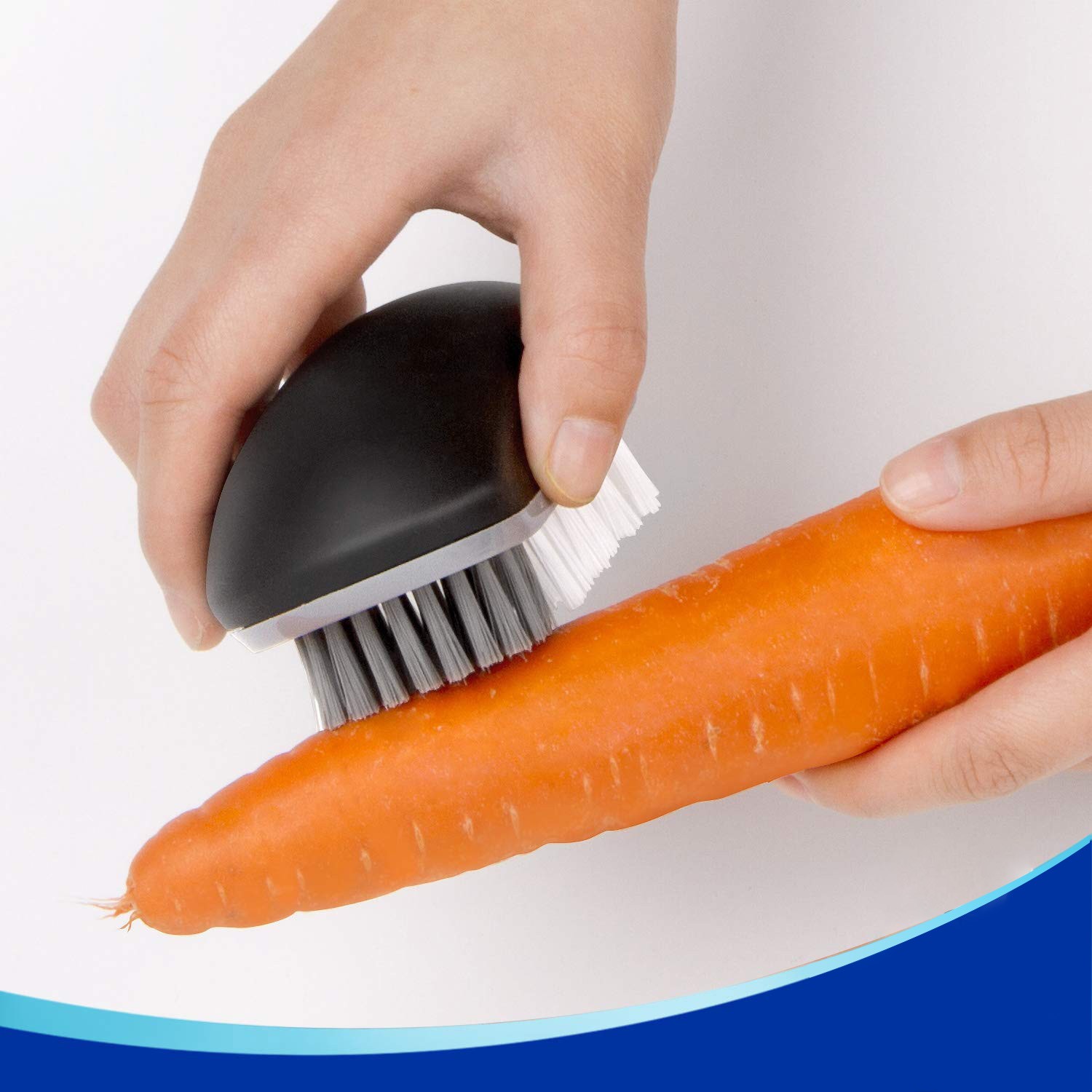 Fruit Scrubber Brush, Durable Nylon Bristles, Easy Grip, 2 Pack, Black