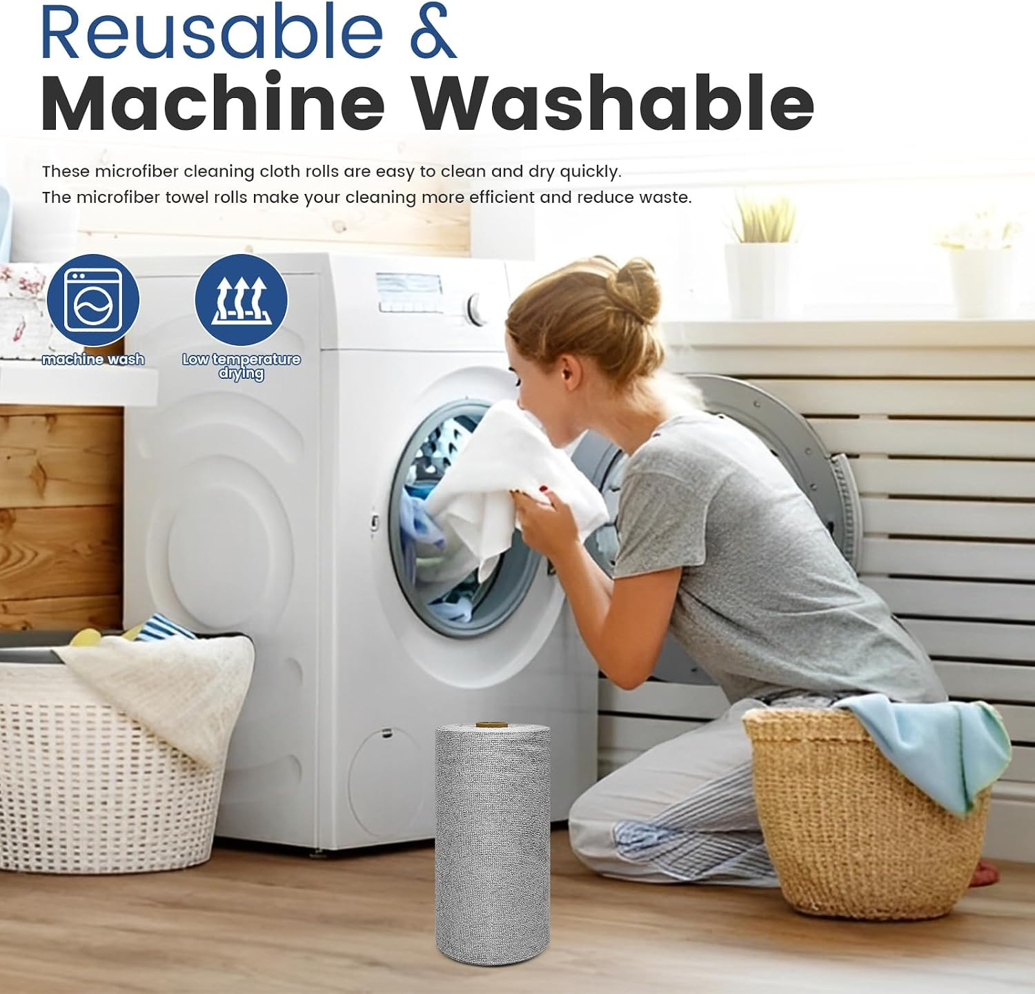 75 Pack Microfiber Cleaning Cloth Roll,Reusable Washable Ultra Tear Away