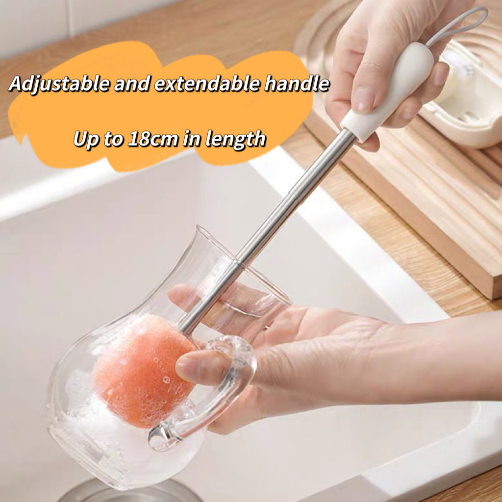 3 in 1 Portable Scalable sponge cup brush, Cup Cover Cleaning Brush Household