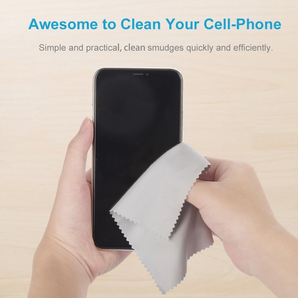 8 Individual Wrapped Microfiber Cloths 6×7” – Screen Wipes for Eyeglasses & More