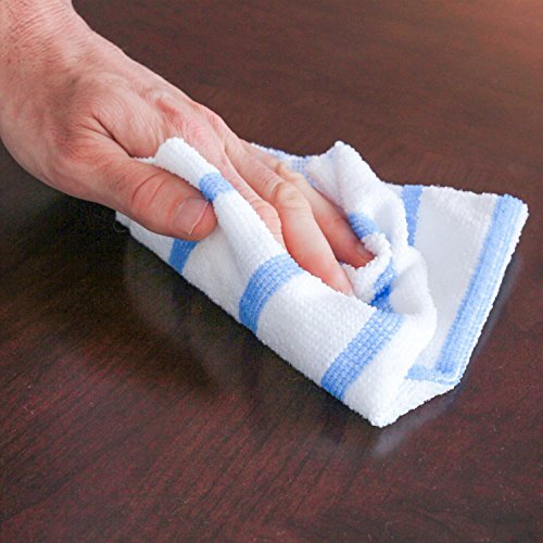 VIKING 449701 Bulk Edgeless Microfiber Cleaning Cloths White and Blue Stripe