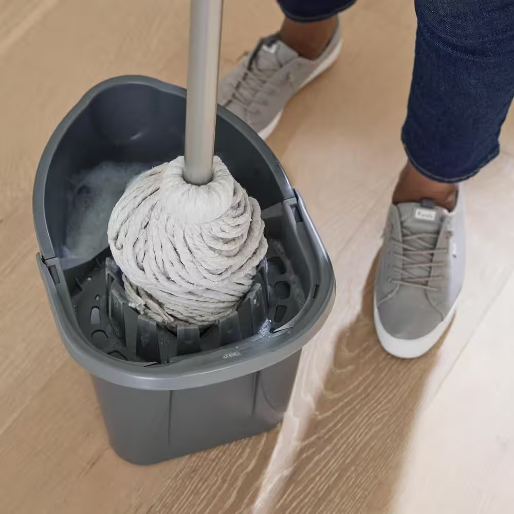 OdoBan 3.75 in.Cotton Wet Mop, 12 qt. Bucket with Wringer and 1 Gal. Eucalyptus