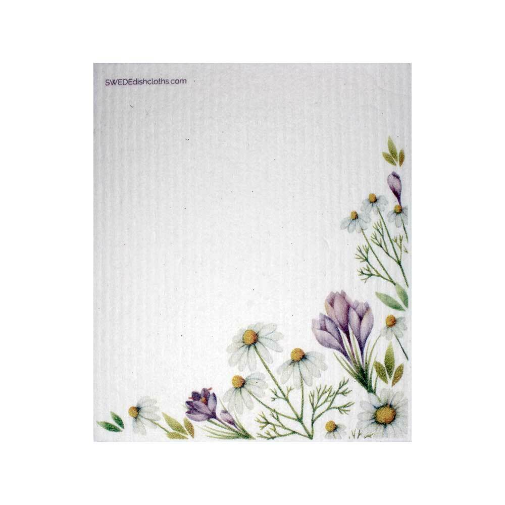 Swedish Dishcloths Mixed Purple Wildflowers Set of 3 cloths (one of each design)
