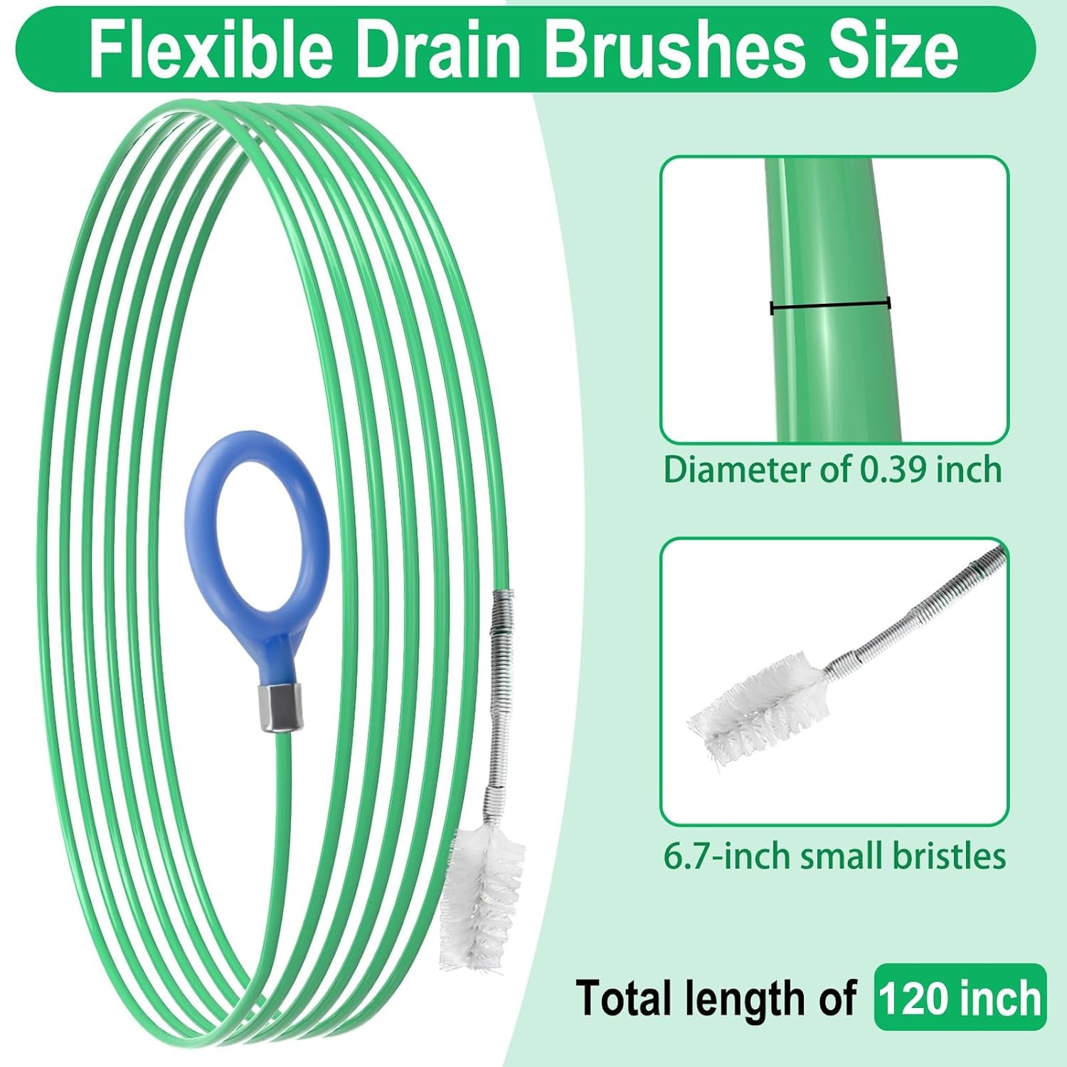 120 Inch Flexible Tube Auto Sunroof Drain Cleaning Brush with Pip Cleaning Tool