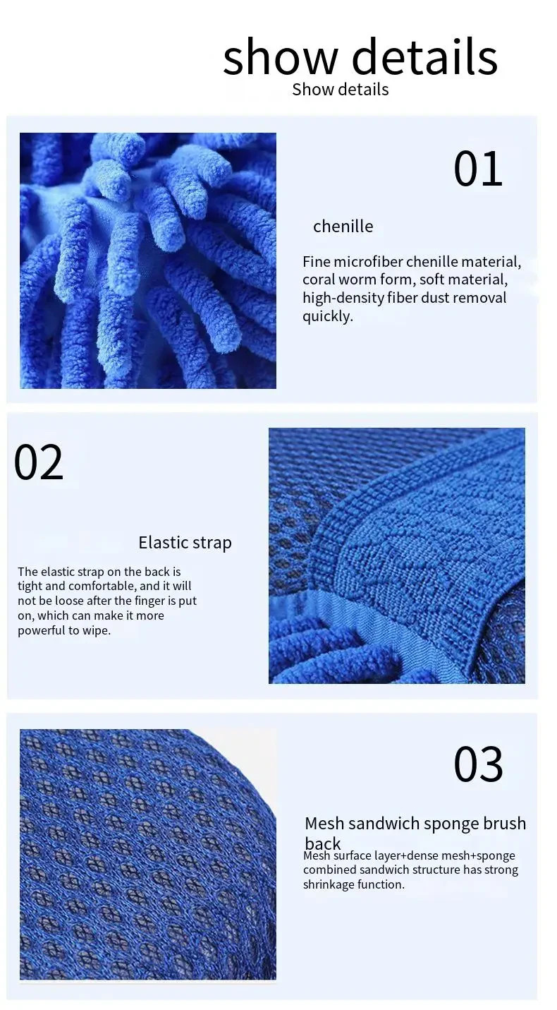 **Microfiber Chenille Car Wash Sponge Glove – Soft Auto Cleaning Brush Pad Towel