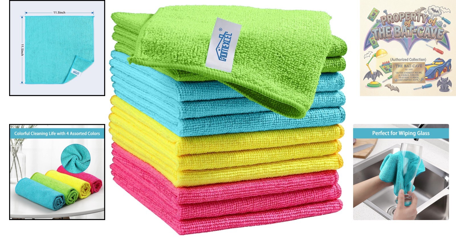 Versatile 12 Pack Microfiber Cleaning Towels – Soft, Compact & Machine Washable
