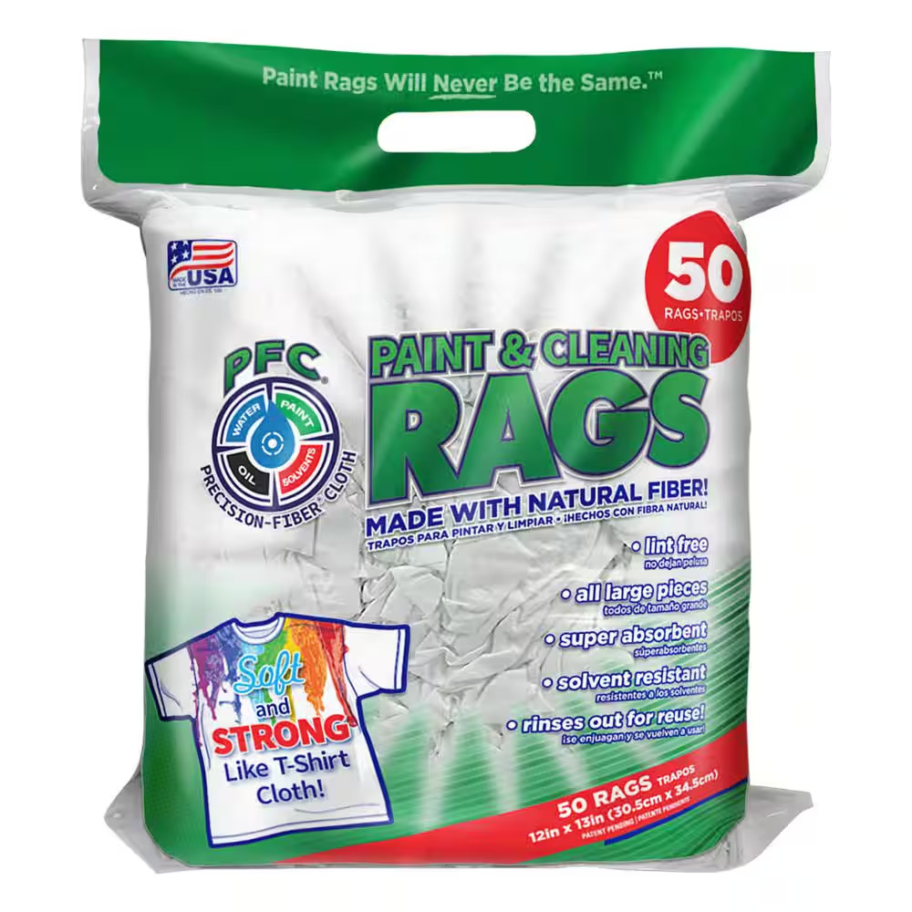 13.6 in. W x 12 in. L Natural Fiber Painter’s Rags (50-Count)