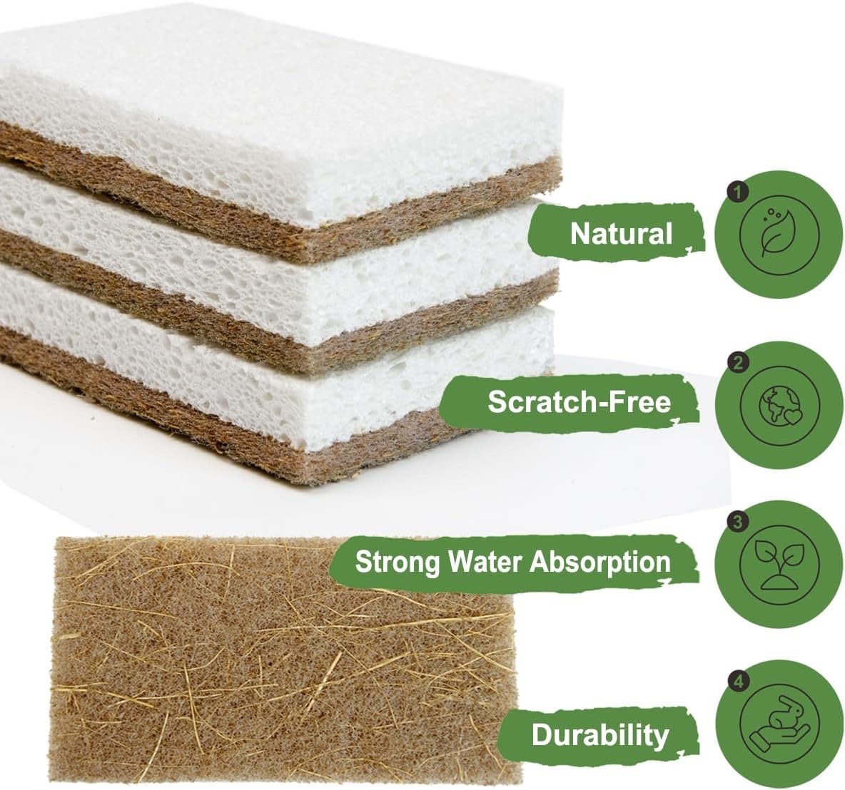 CELOX 12 Pack Coconut Fiber Biodegradable Sponges, Non Scratch Kitchen Cleani…
