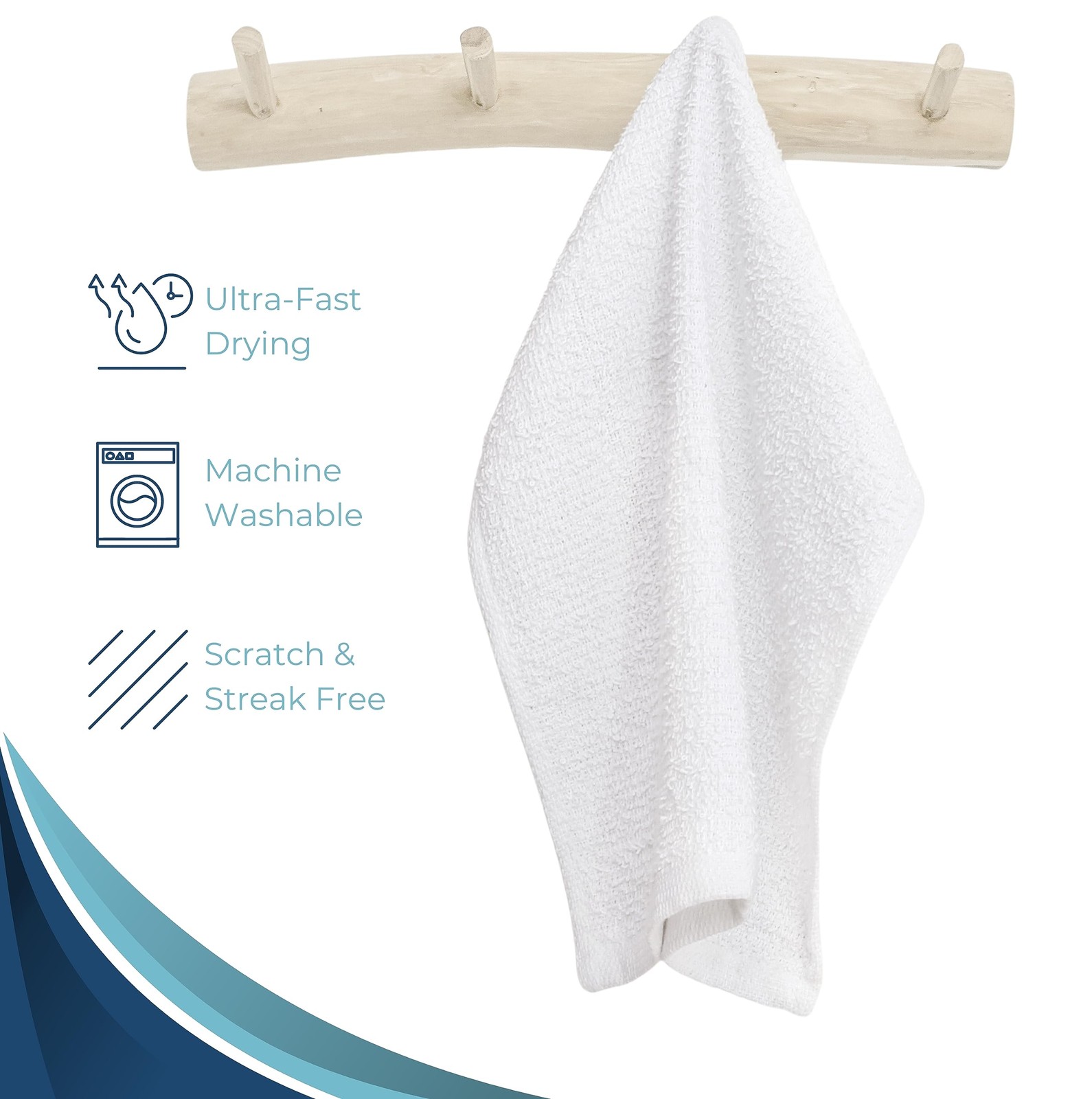 Looperry White Terry Cloth Rags 13″x13″ Inches 13 x 13 Inches,
