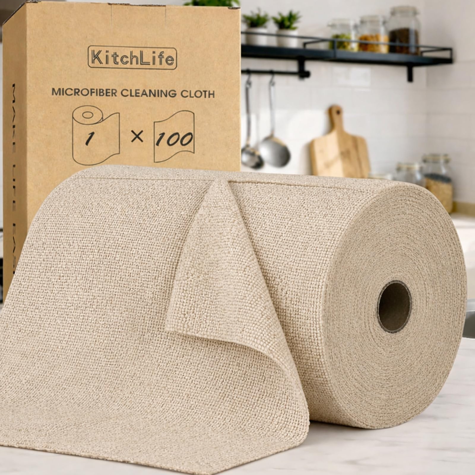 Microfiber Cleaning Cloth Roll, 100 Pack – Tear-Away Microfiber Paper Towels,…