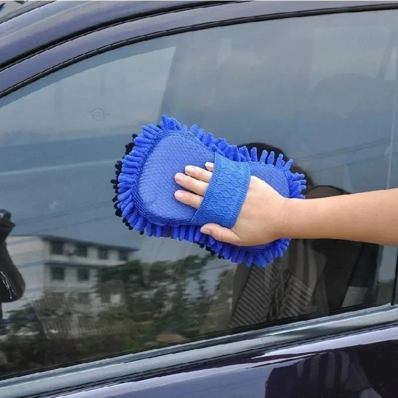 **Microfiber Chenille Car Wash Sponge Glove – Soft Auto Cleaning Brush Pad Towel
