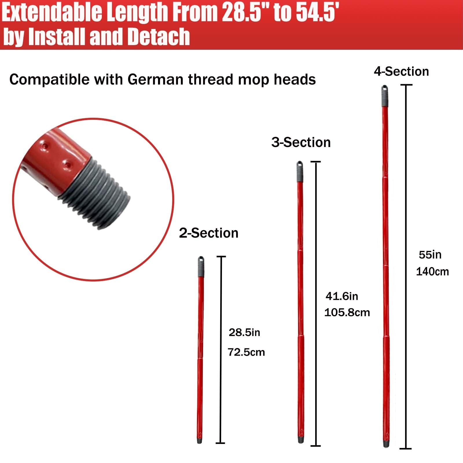 Mop Handle for Ocedar, Spin Mop Handle for O Cedar 4-Section 28.5-to-55inch
