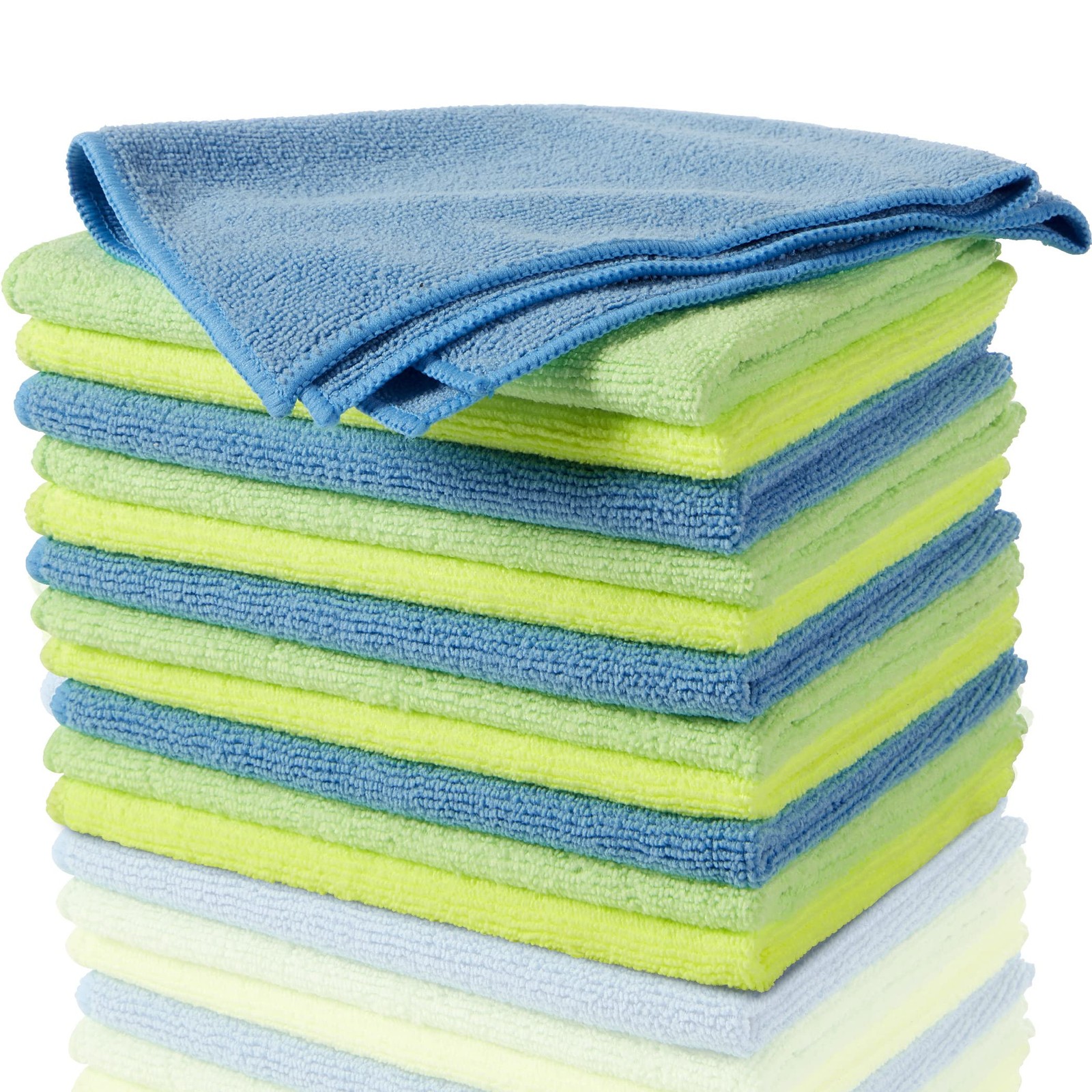 Zwipes 735 Microfiber Towel Cleaning Cloths, 12 Pack 12-pack, Blue and Green
