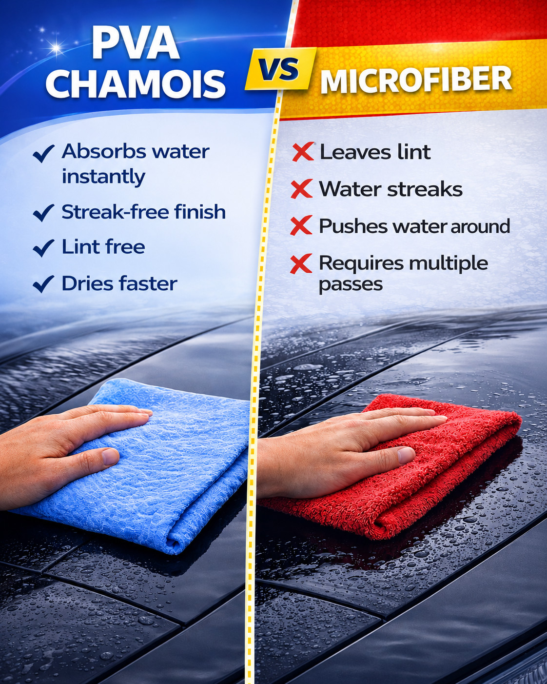 Blue Shammy Chamois Car Drying Towel 34×25 XL PVA Super Absorbent Magic Towel
